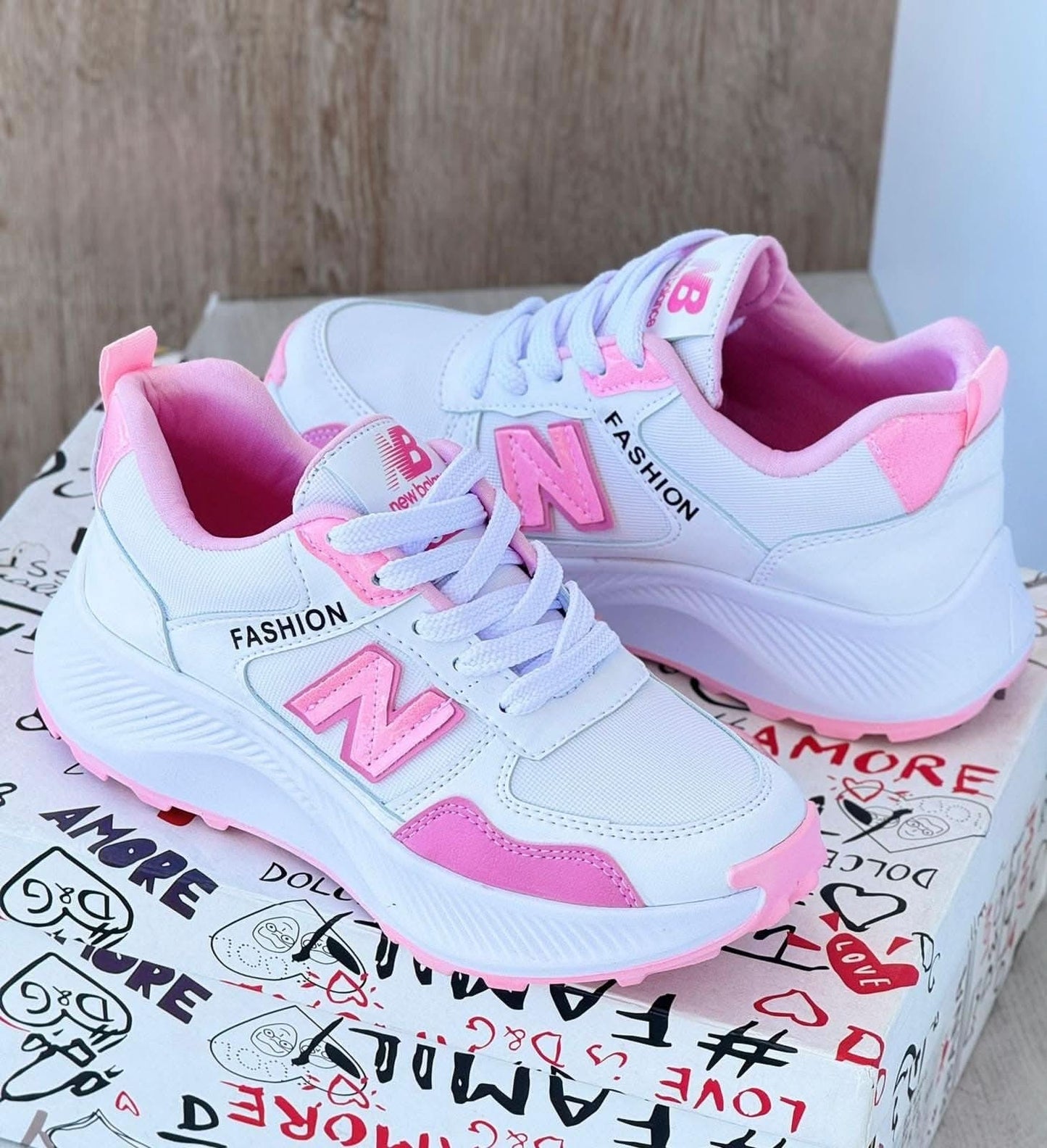 New Balance Fashion Blanco Rosa Dama
