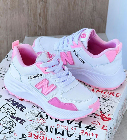 New Balance Fashion Blanco Rosa Dama